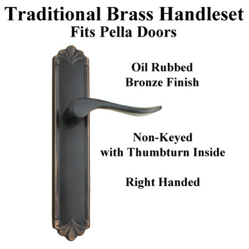 LUZERN HANDLE SET FOR ACTIVE / NON-KEYED PELLA DOOR WITH THUMBTURN, RIGHT - OIL RUBBED BRONZE